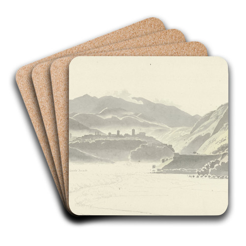 View of Cittaducale by Josephus Augustus Knip Art Drink Coaster set View of Cittaducale by Josephus Augustus Knip Art Drink Coaster set