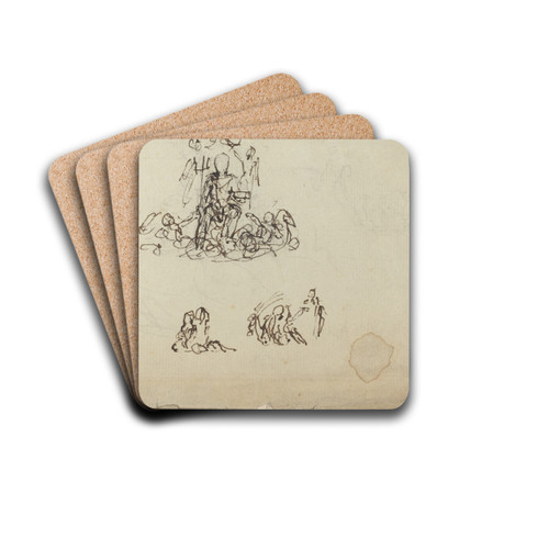 Study of Neptune and Sea Creatures by John Flaxman Drink Coasters - set of 4