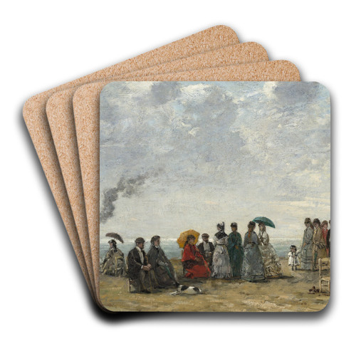 Figures on the Beach by Eugne Boudin Art Drink Coaster set