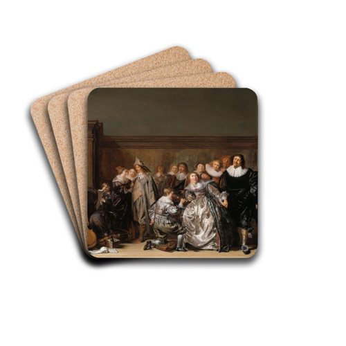 An Elegant Company by Pieter Codde Drink Coasters - set of 4 An Elegant Company by Pieter Codde Drink Coasters - set of 4