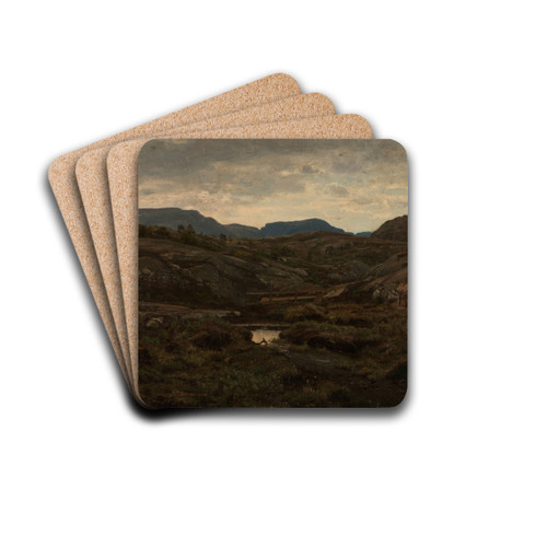 Fra heiene ved Aafjord by Amaldus Nielsen Drink Coasters - set of 4 Fra heiene ved Aafjord by Amaldus Nielsen Drink Coasters - set of 4