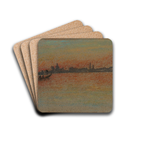 Venice; Sunset on Harbour by James Abbott McNeill Whistler Drink Coasters - set of 4