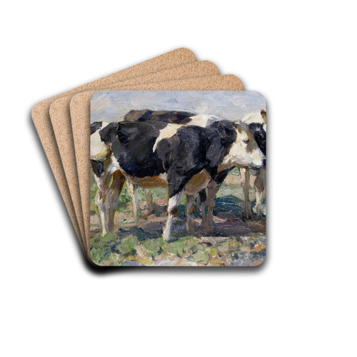Cows In A Field by Heinrich Von Zgel Drink Coasters - set of 4