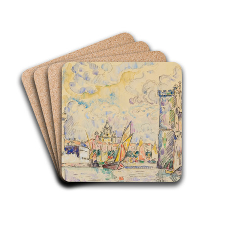Port De La Rochelle by Paul Signac Drink Coasters - set of 4 Port De La Rochelle by Paul Signac Drink Coasters - set of 4