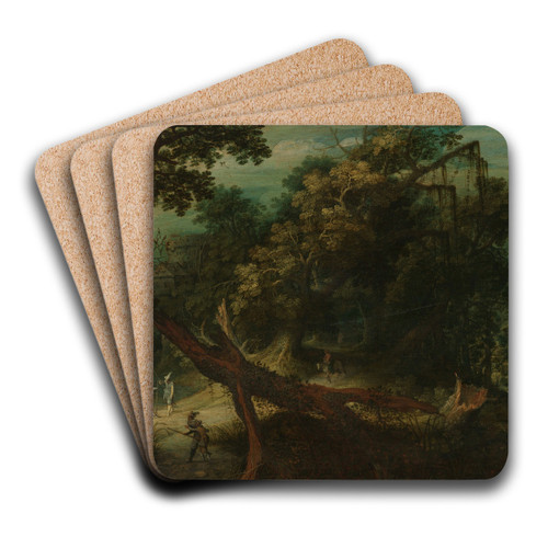 Shooters in a Forest Glade by Adriaen van Stalbemt Art Drink Coaster set Shooters in a Forest Glade by Adriaen van Stalbemt Art Drink Coaster set