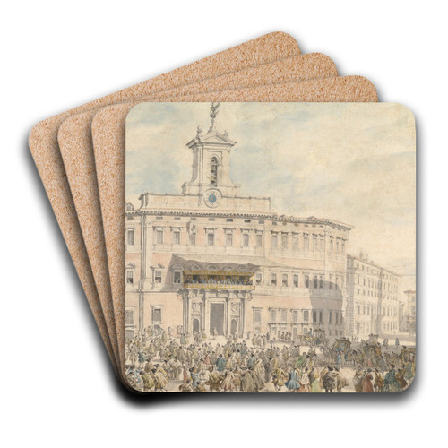 The Lottery in Piazza di Montecitorio by Giovanni Paolo Panini Art Drink Coaster set