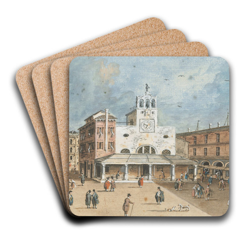 The San Giacomo di Rialto, Venice by Giacomo Guardi Art Drink Coaster set