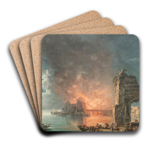 Fire in the island by Carlo Bonavia Art Drink Coaster set