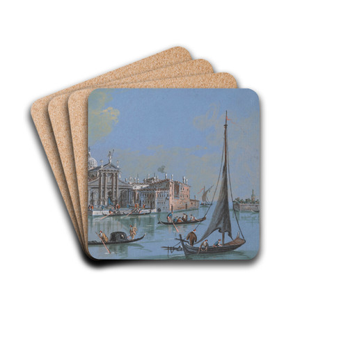 A view of San Giorgio Maggiore from the Bacino of San Marco, Venice by Giacomo Guardi Drink Coasters - set of 4