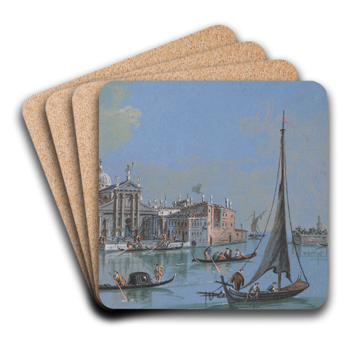 A view of San Giorgio Maggiore from the Bacino of San Marco, Venice by Giacomo Guardi Art Drink Coaster set