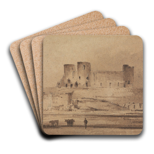 West View of Rhyddlan Castle by Copley Fielding Art Drink Coaster set West View of Rhyddlan Castle by Copley Fielding Art Drink Coaster set