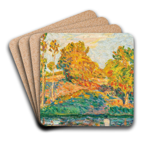 Au bord de la rivire by Henri Lebasque Art Drink Coaster set Au bord de la rivire by Henri Lebasque Art Drink Coaster set