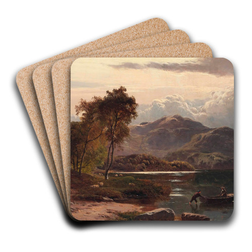 Embarking On A Fishing Trip by Sidney Richard Percy Art Drink Coaster set Embarking On A Fishing Trip by Sidney Richard Percy Art Drink Coaster set