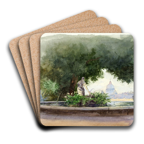 From Pincio, Rome by George Elbert Burr Art Drink Coaster set From Pincio, Rome by George Elbert Burr Art Drink Coaster set
