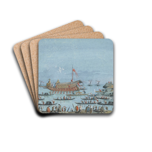 Venice; The Bucintoro on the lagoon by Giacomo Guardi Drink Coasters - set of 4