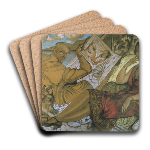 Womans duplicity  Self-portrait with a portrait of Maryla Grossmanowa by Stanisaw Ignacy Witkiewicz Art Drink Coaster set