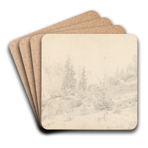 Woodland Scene by Hans Gude Art Drink Coaster set