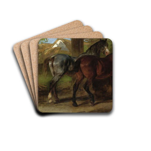 Two Horses In A Stable by Rosa Bonheur Drink Coasters - set of 4