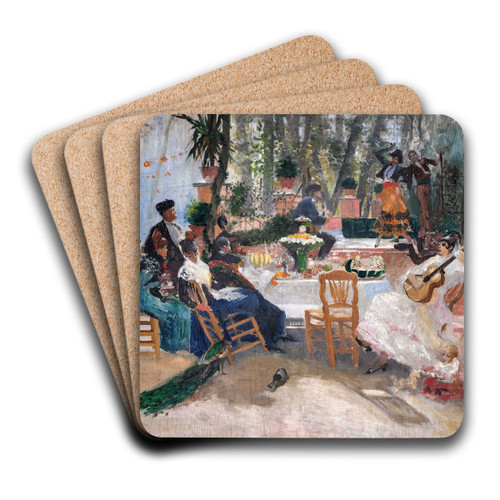 Lunch during La Feria in Granada. Sketch by Hugo Birger Art Drink Coaster set Lunch during La Feria in Granada. Sketch by Hugo Birger Art Drink Coaster set