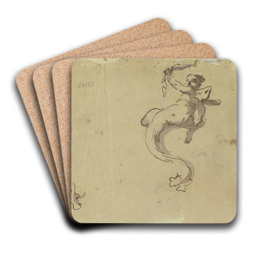 Zwei Putten mit Fischschwnzen by Gaspare Diziani Art Drink Coaster set