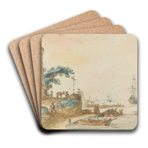 Scene with a Tower to the Left by Hendrick Avercamp Art Drink Coaster set Scene with a Tower to the Left by Hendrick Avercamp Art Drink Coaster set