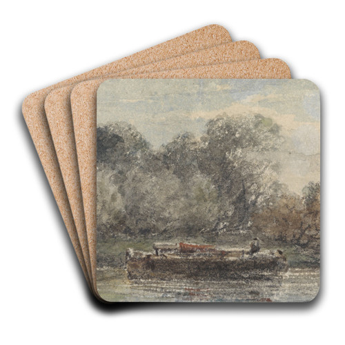 Boot met gestreken mast aan wal liggend by Adrianus Eversen Art Drink Coaster set Boot met gestreken mast aan wal liggend by Adrianus Eversen Art Drink Coaster set