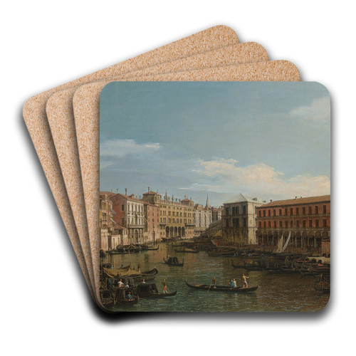 Venice, the Grand Canal looking South, from the Ca' Da Mosto toward the Rialto Bridge by Canaletto Art Drink Coaster set