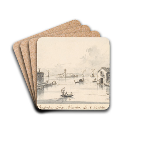 The Punta di San Giobbe, with the Island of San Secondo in the Distance by Giacomo Guardi Drink Coasters - set of 4