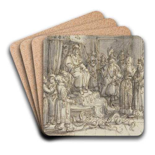 Moses and Aaron before Pharaoh by David Vinckboons Art Drink Coaster set
