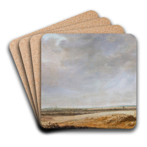 Landscape with Cornfields by Jacob Salomonsz. van Ruysdael Art Drink Coaster set