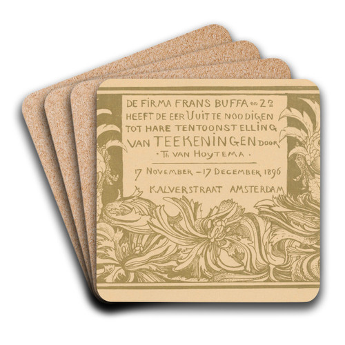 Uitnodiging met twee kaketoes by Theo van Hoytema Art Drink Coaster set
