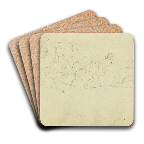 Cavalry skirmish with four horsemen by Thodore Gricault Art Drink Coaster set