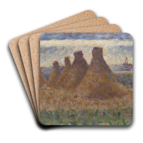 Haystacks by Georges Seurat Art Drink Coaster set