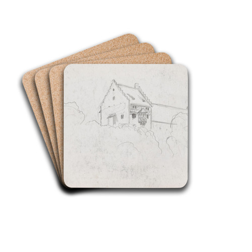 House outside berlingen by Hans Gude Drink Coasters - set of 4
