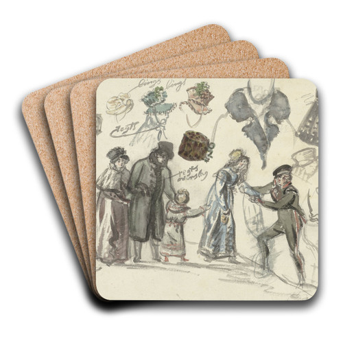 Kostuumstudies van een dame en een heer by Simon Andreas Krausz Art Drink Coaster set