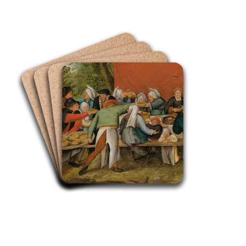 The Wedding Feast by Pieter Brueghel The Younger Drink Coasters - set of 4