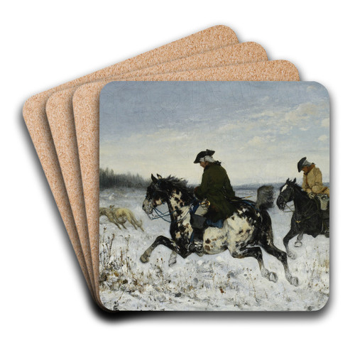 Hunting with greyhounds by Jan Chemiski Art Drink Coaster set