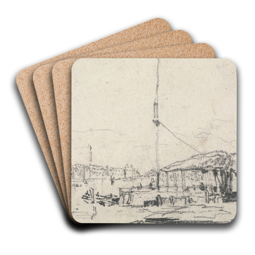A View of the Scheldt by David Cox Art Drink Coaster set