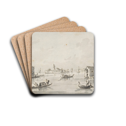 The Punta di San Giobbe, with the Island of San Secondo in the Distance by Giacomo Guardi Drink Coasters - set of 4