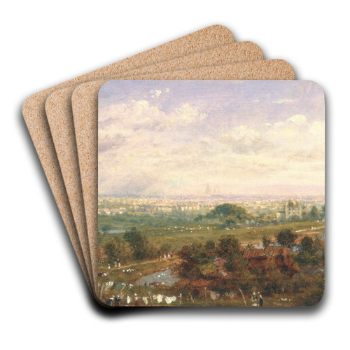 London from Islington Hill by Frederick Nash Art Drink Coaster set