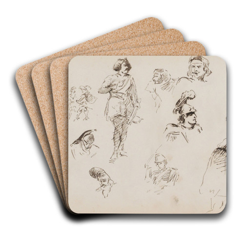 Figuurstudies, onder andere met een boogschutter by Marius Bauer Art Drink Coaster set