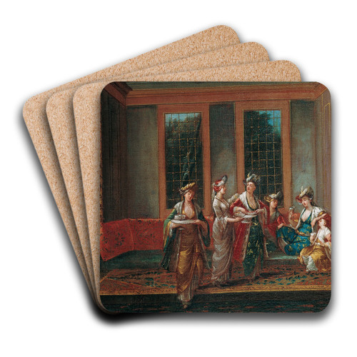Women Drinking Coffee by Jean Baptiste Vanmour Art Drink Coaster set