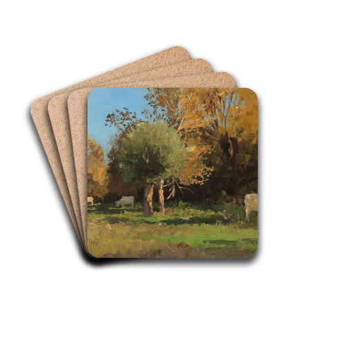 Grazing Cows Near Langenpreising by Alfred Zoff Drink Coasters - set of 4