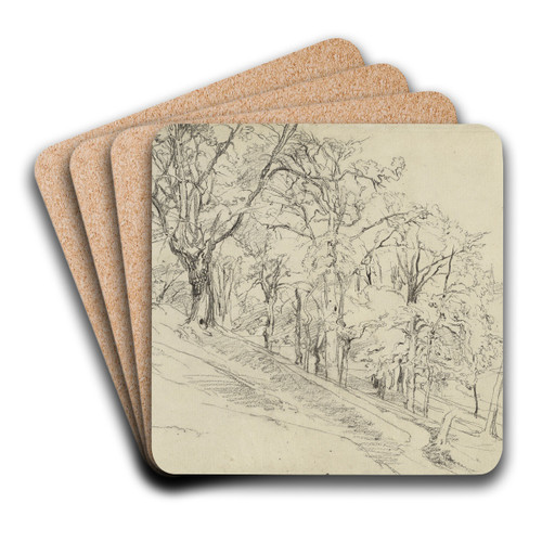 Forest in Boisrmond by Thodore Rousseau Art Drink Coaster set Forest in Boisrmond by Thodore Rousseau Art Drink Coaster set