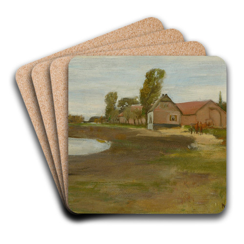 Dorfstrae in Militsch  Landschaft mit Teich by Max Liebermann Art Drink Coaster set
