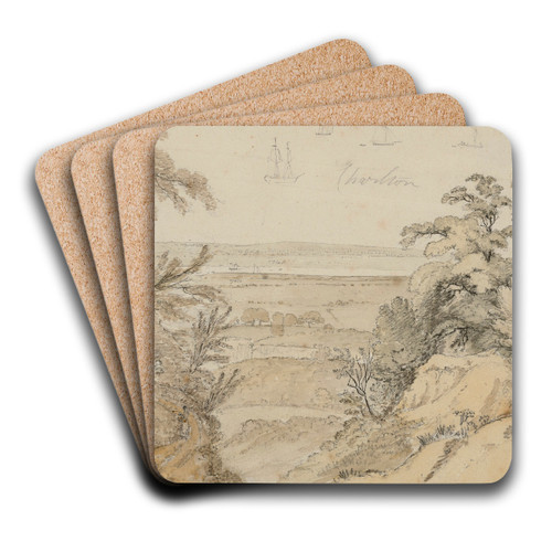 An estuary view, with studies of shipping by William Day Art Drink Coaster set An estuary view, with studies of shipping by William Day Art Drink Coaster set