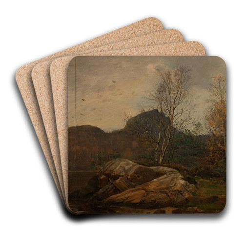 Hst. skogsfjord, Mandal by Amaldus Nielsen Art Drink Coaster set