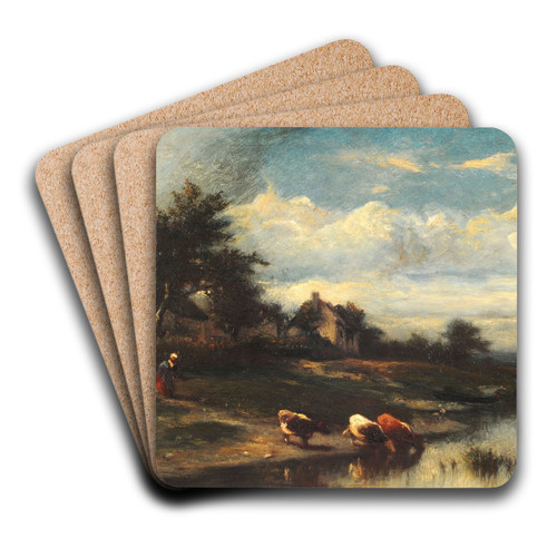 A orillas del Ro by Jules Dupr Art Drink Coaster set