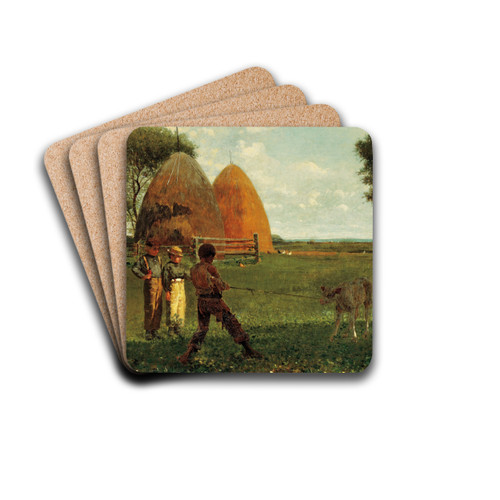 Weaning the Calf by Winslow Homer Drink Coasters - set of 4 Weaning the Calf by Winslow Homer Drink Coasters - set of 4