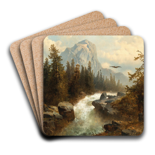 Hunting Birds of Prey at a Mountain Stream by Josef Thoma Art Drink Coaster set Hunting Birds of Prey at a Mountain Stream by Josef Thoma Art Drink Coaster set